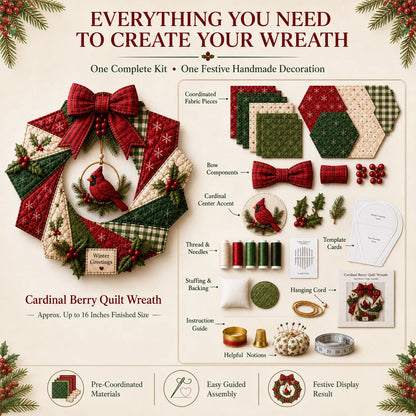 🔥LAST DAY 50% OFF - 🎄 Christmas Fabric Wreath DIY Kit – A Cardinal Blessing You’ll Make with Love & Treasure Year After Year ❤️🐦