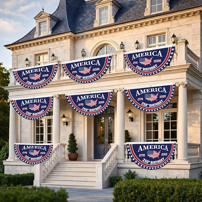 USA 250th Birthday Bunting: Hand-Sewn Stripes & Heavy-Duty Nylon 🧵🇺🇸