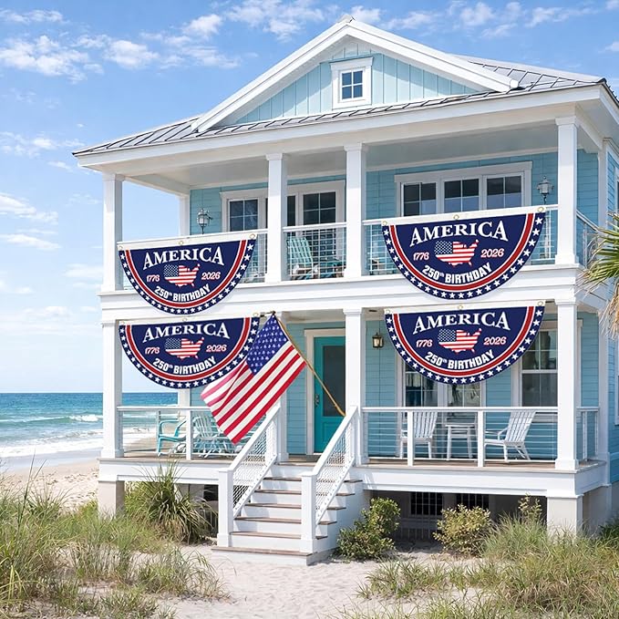 USA 250th Birthday Bunting: Hand-Sewn Stripes & Heavy-Duty Nylon 🧵🇺🇸