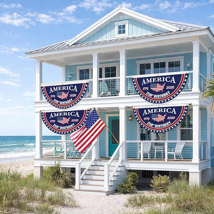 USA 250th Birthday Bunting: Hand-Sewn Stripes & Heavy-Duty Nylon 🧵🇺🇸