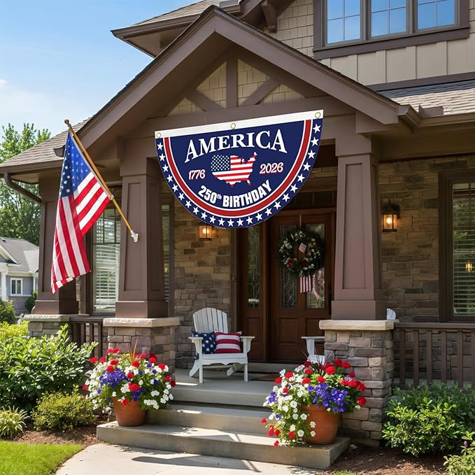 USA 250th Birthday Bunting: Hand-Sewn Stripes & Heavy-Duty Nylon 🧵🇺🇸