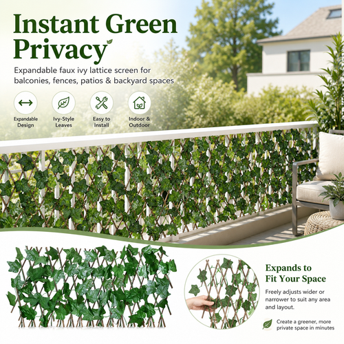 🔥2026 Hot Sale -Expandable Ivy Privacy Fence – Retractable Green Lattice Screen for Patio & Garden