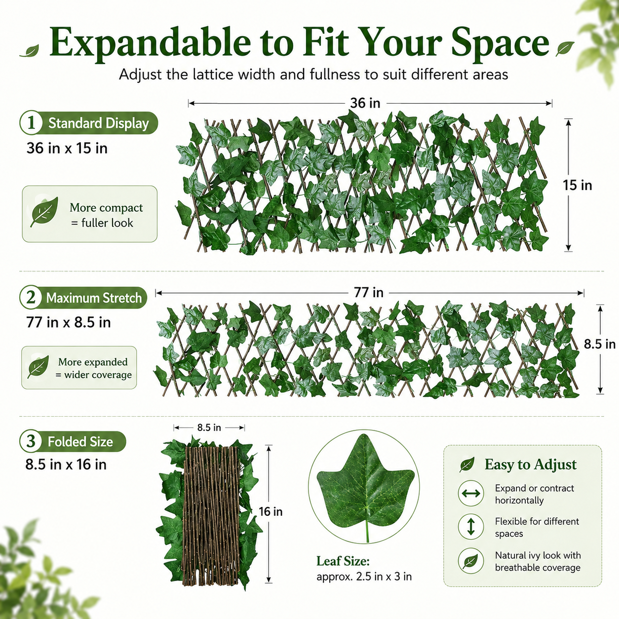 🔥2026 Hot Sale -Expandable Ivy Privacy Fence – Retractable Green Lattice Screen for Patio & Garden