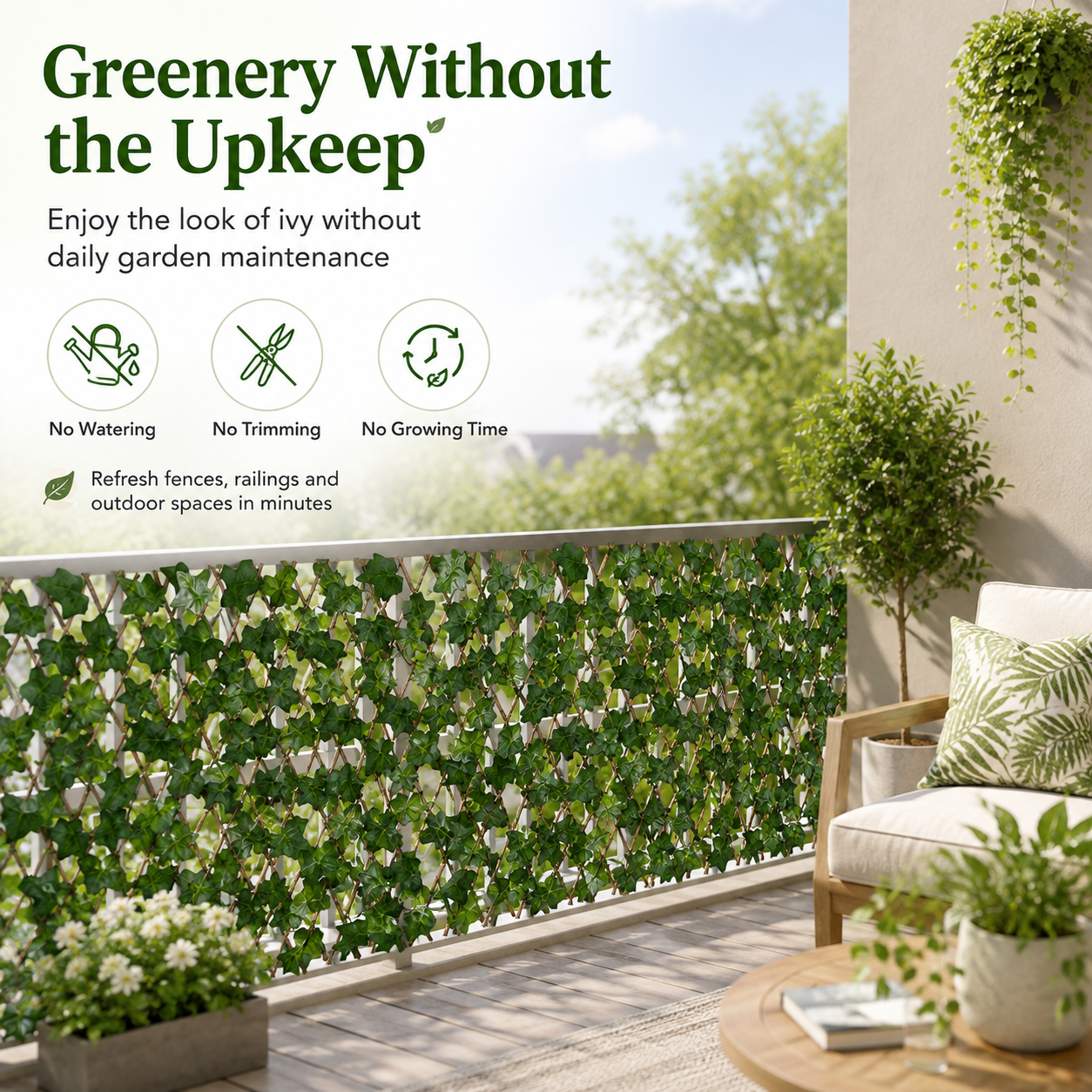 🔥2026 Hot Sale -Expandable Ivy Privacy Fence – Retractable Green Lattice Screen for Patio & Garden