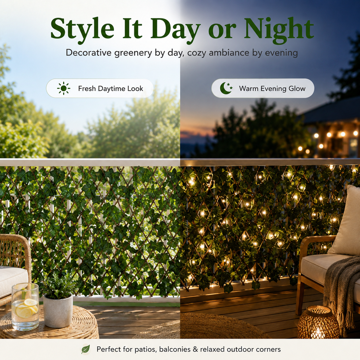 🔥2026 Hot Sale -Expandable Ivy Privacy Fence – Retractable Green Lattice Screen for Patio & Garden