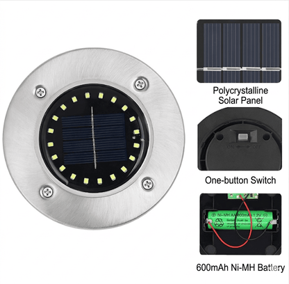 🌙 Solar Ground Lights – 8 LED Outdoor Disk Lights