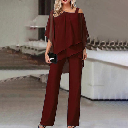 🔥 Free Shipping🔥Elegant Layered Chiffon Top & Wide-Leg Pants Set