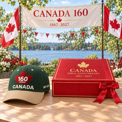⏳ Last Day 49% OFF – 🇨🇦 Official Canadian 160th Anniversary Embroidered Cap | 1867–2027 Maple Leaf Heritage Design – Gift Box Edition 🎁