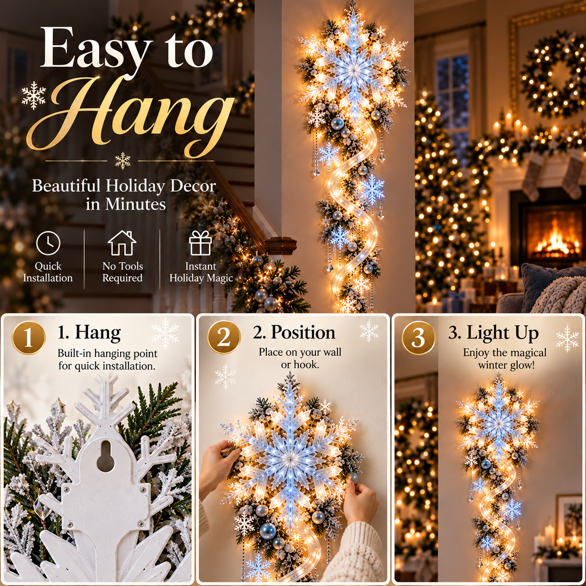 🔥Last Day 49% OFF🔥❄️ Giant Snowflake Blizzard Gofair™- Let the Snowstorm Glow Indoors