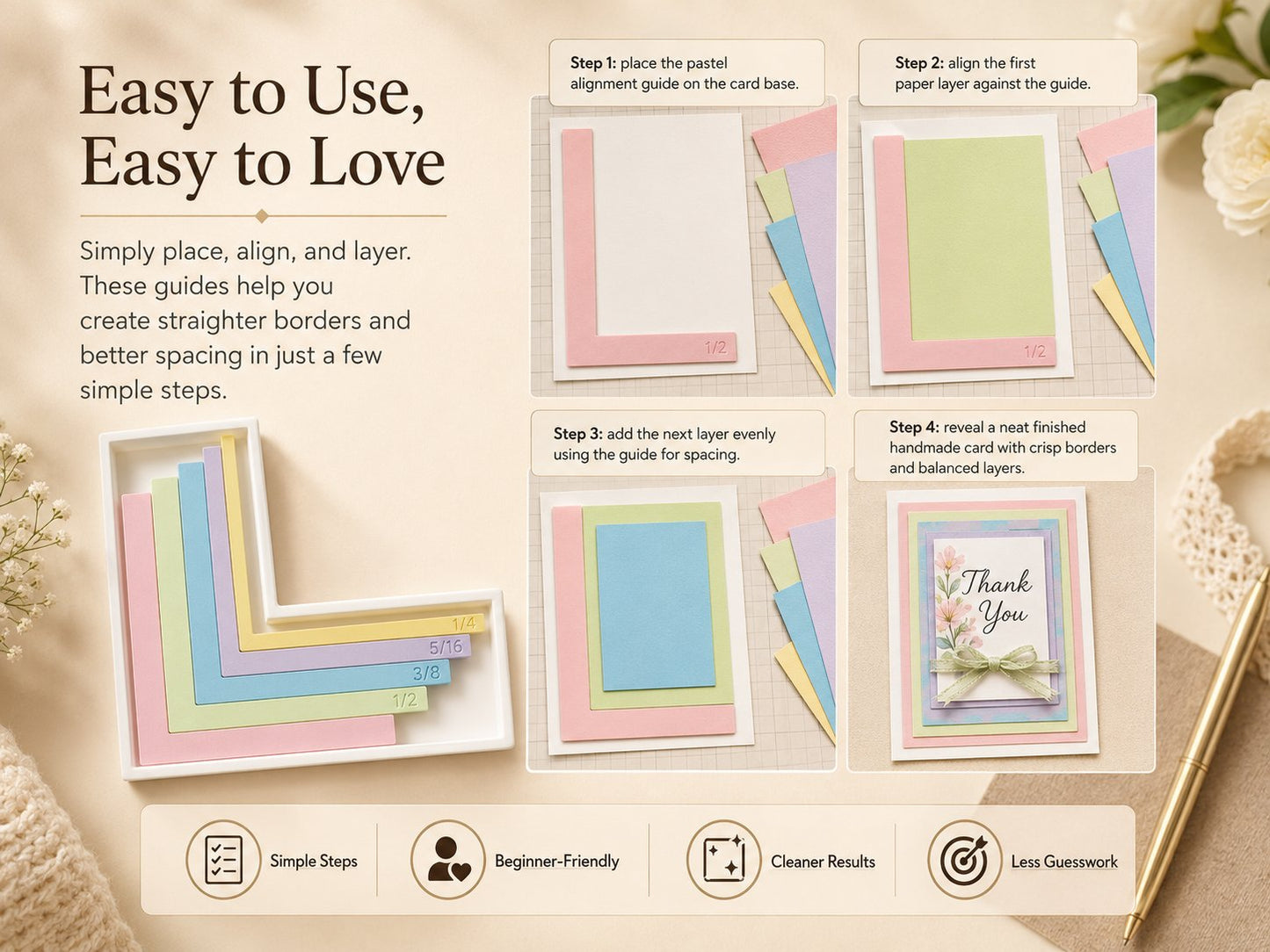 ✨ Card Making Alignment Guides Set | Create Perfect Cards Easily | 🎁 FREE Storage Box Included