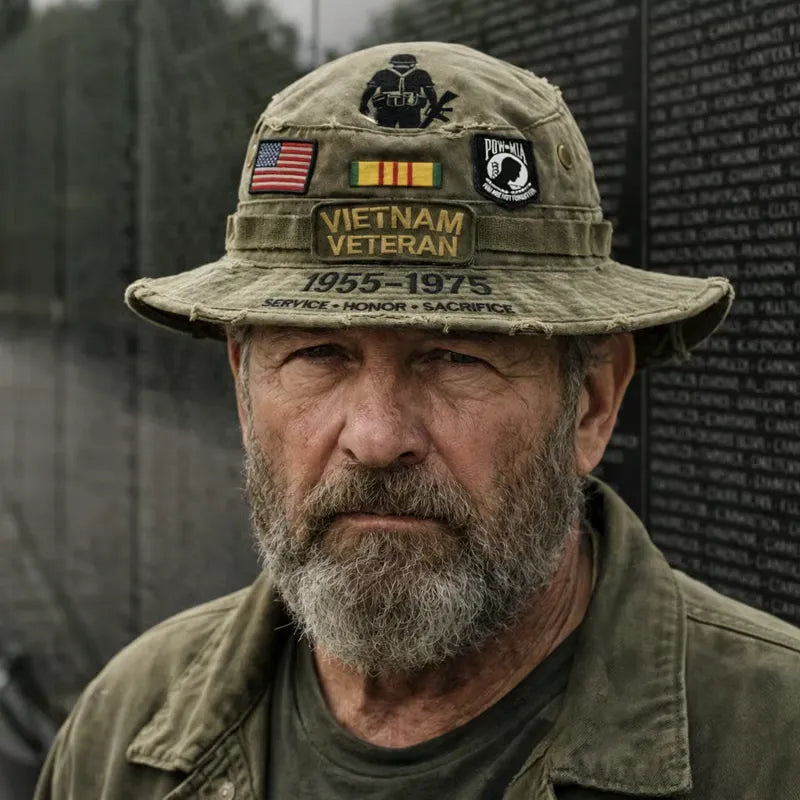 🏆Honor Their Sacrifice — Memorial Day Sale 🇺🇸”🎖️Vietnam Veteran Tribute Boonie Hat – Durable Tactical Outdoor Sun Hat