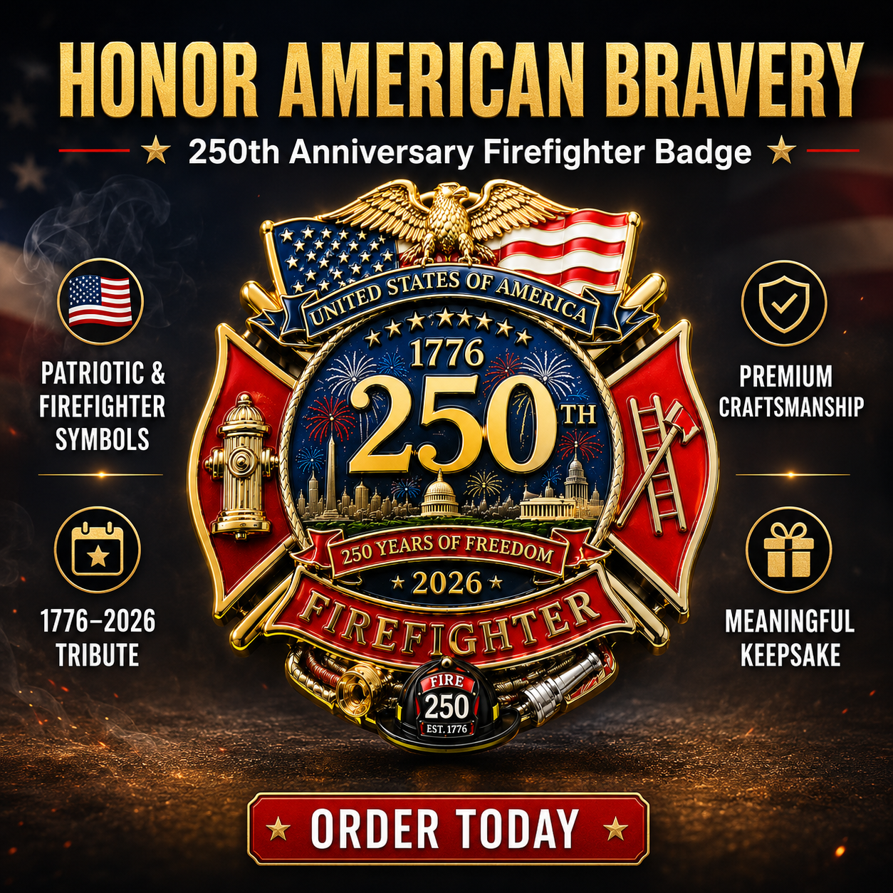 🔥2026 Hot Sale - 250th Anniversary Firefighter Badge