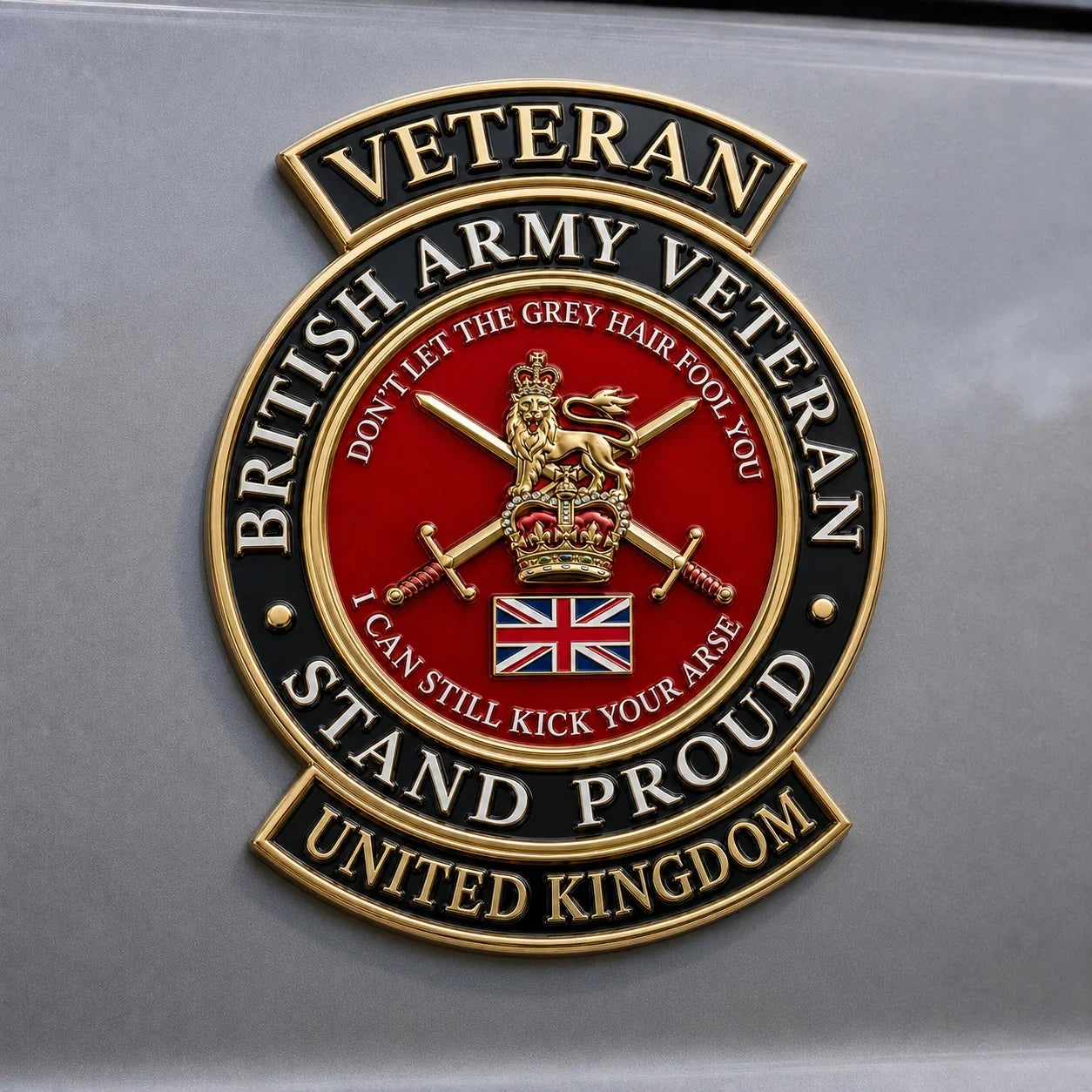 👑 British Army Veteran “Stand Proud” Tribute Metal Car Emblem
