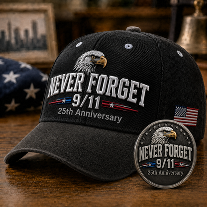 🇺🇸 9/11 Never Forget 2001–2026 Honor Cap 🎁 Free Memorial Coin With Every Cap Purchase