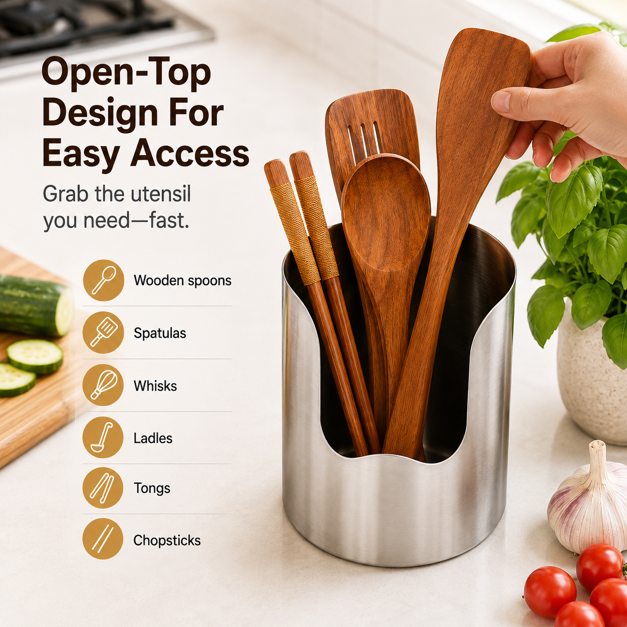 Thickened Stainless Steel Utensil Organizer