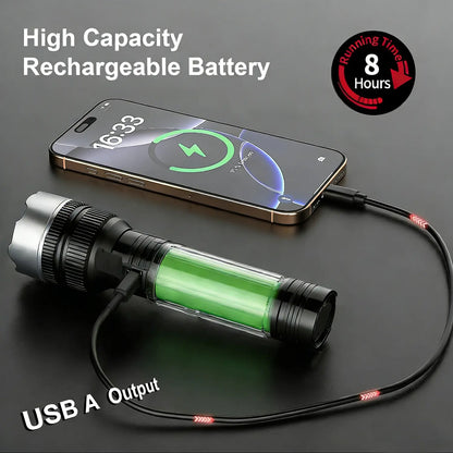 🔦 2-in-1 Flashlight + Power Bank💪 | Rechargeable Outdoor Emergency Camping Essential ⚡ | Black