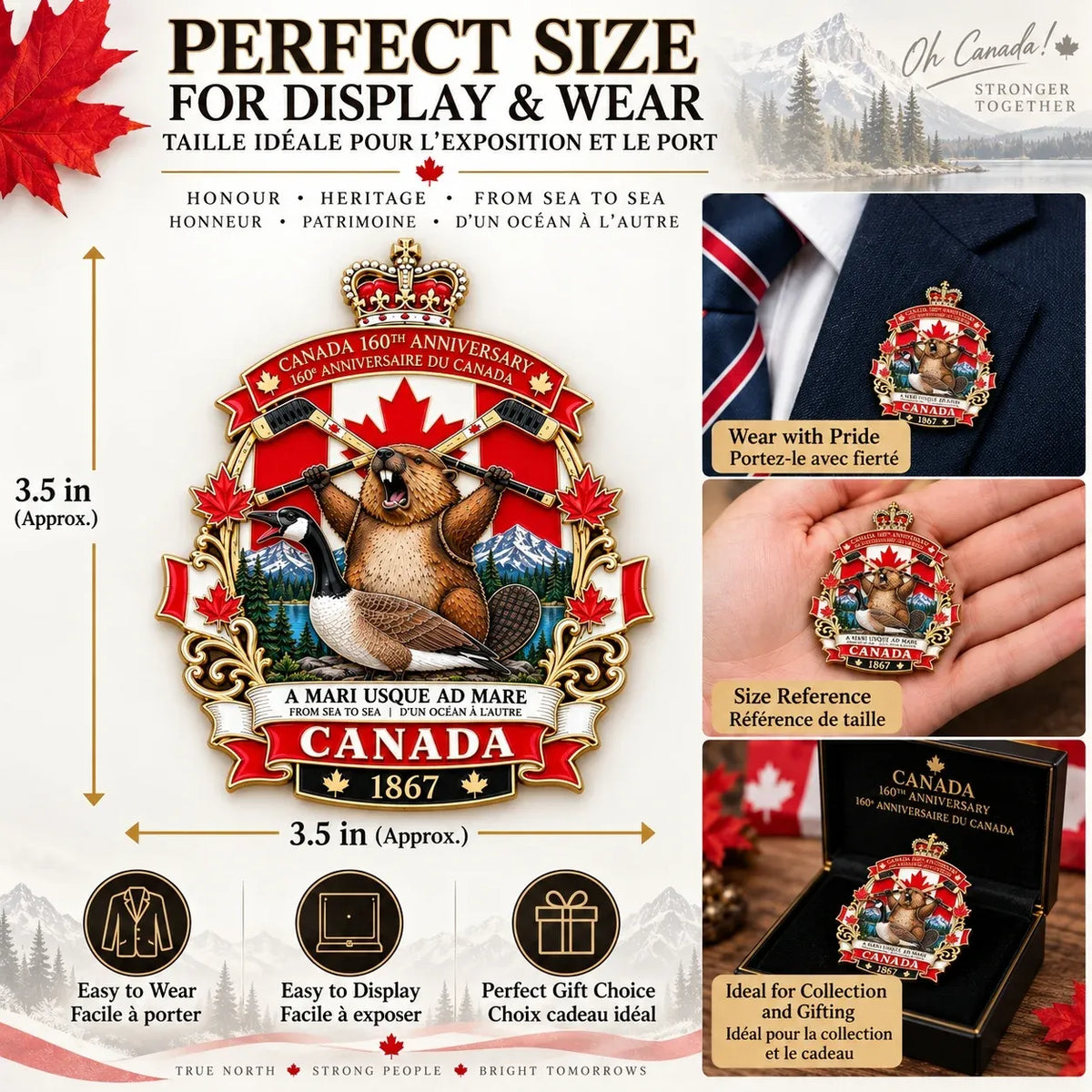🍁 Canada 160th Anniversary “A Mari Usque Ad Mare” Tribute Badge | 3.5-Inch 3D Metal Enamel Keepsake 🇨🇦