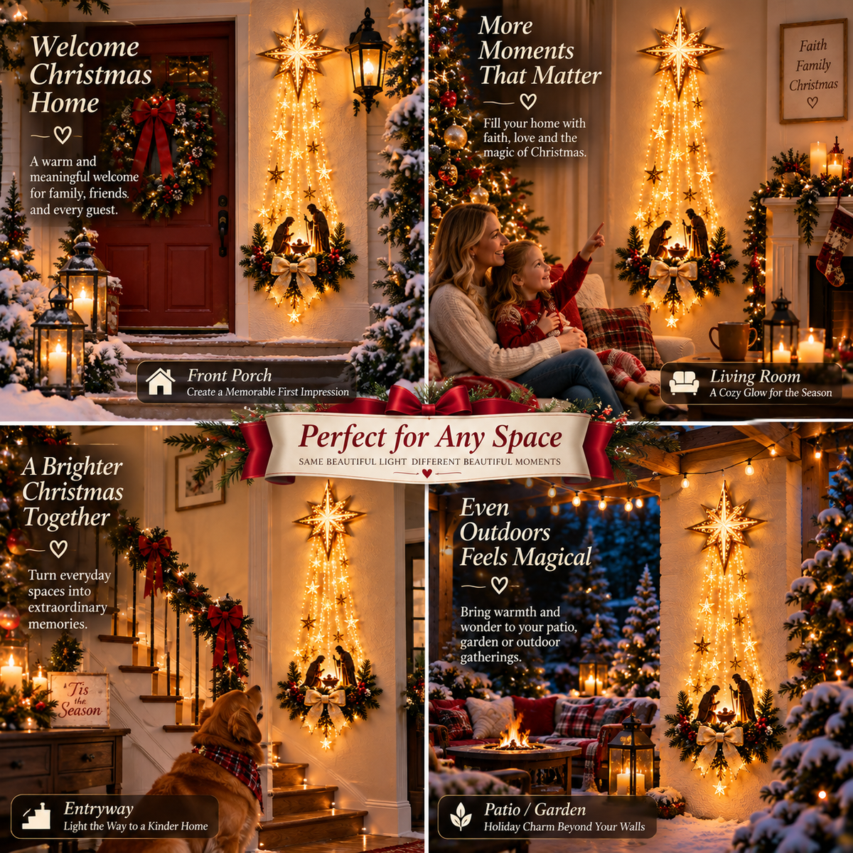 ✨ Bethlehem Guiding Light™ – Lighted Nativity Starfall Christmas Wall Decor ✝️