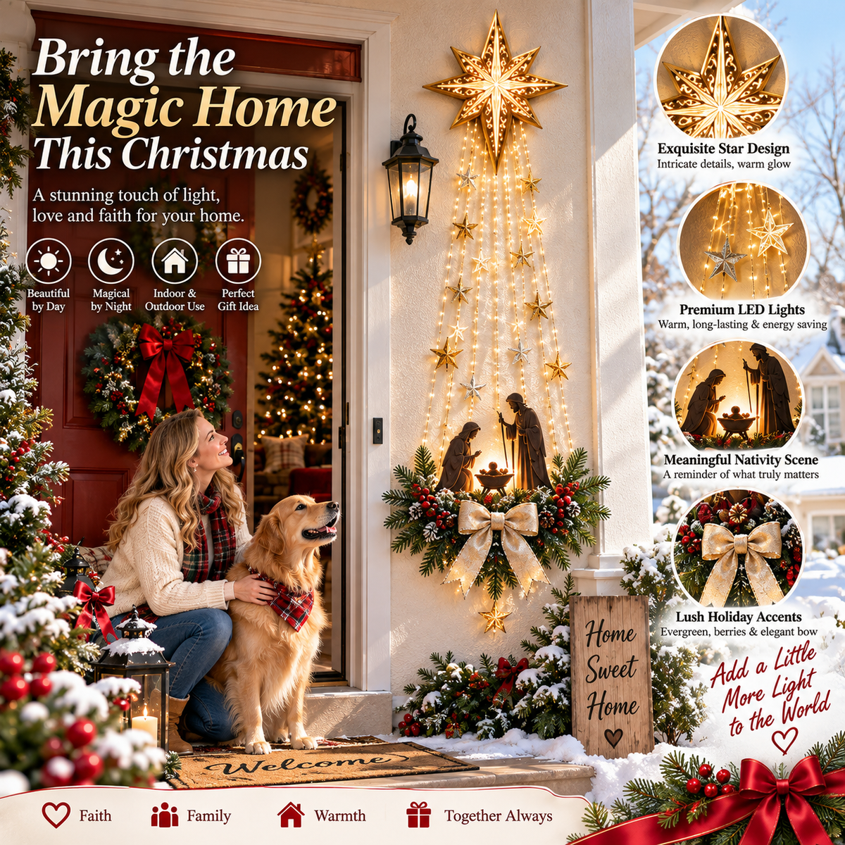 ✨ Bethlehem Guiding Light™ – Lighted Nativity Starfall Christmas Wall Decor ✝️