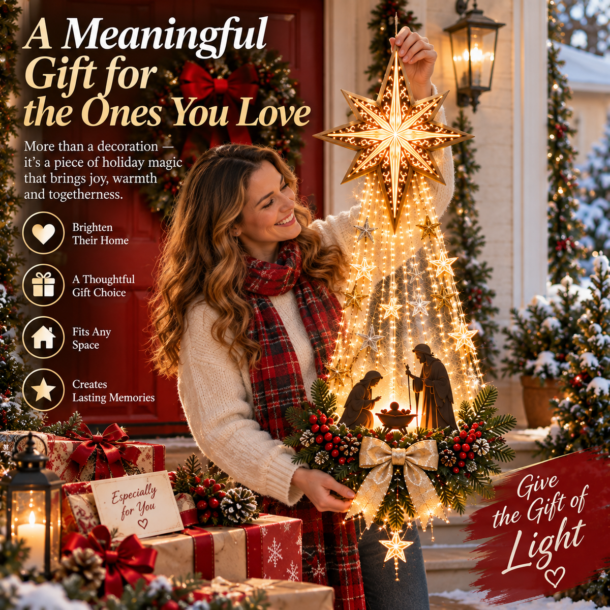 ✨ Bethlehem Guiding Light™ – Lighted Nativity Starfall Christmas Wall Decor ✝️