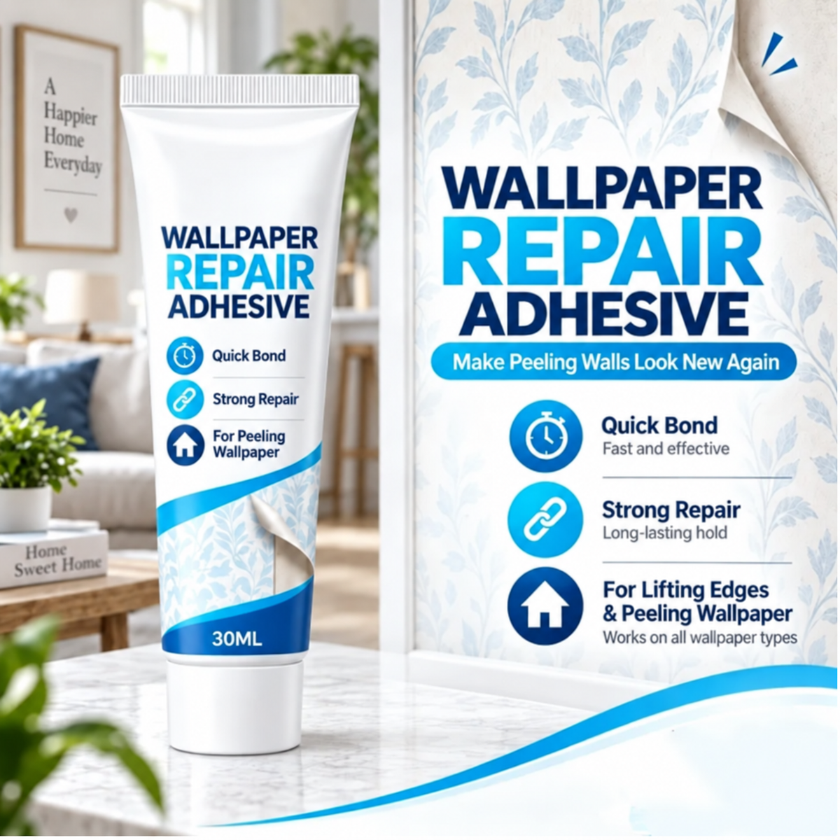 🧱 Wallpaper Repair Adhesive Kit – Seam & Edge Repair Glue ✨