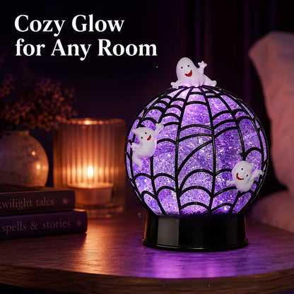 Halloween Swirling Glitter Ghost & Spider Globe Light