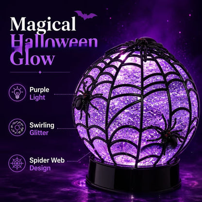 Halloween Swirling Glitter Ghost & Spider Globe Light