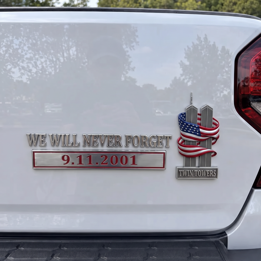 🇺🇸 9/11 25th Anniversary 3D Raised Metal Car Emblem — We Will Never Forget