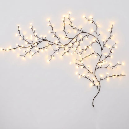 LED Branch Wall Light – Ornament-Ready Warm White Wall Tree (72/96 LEDs)