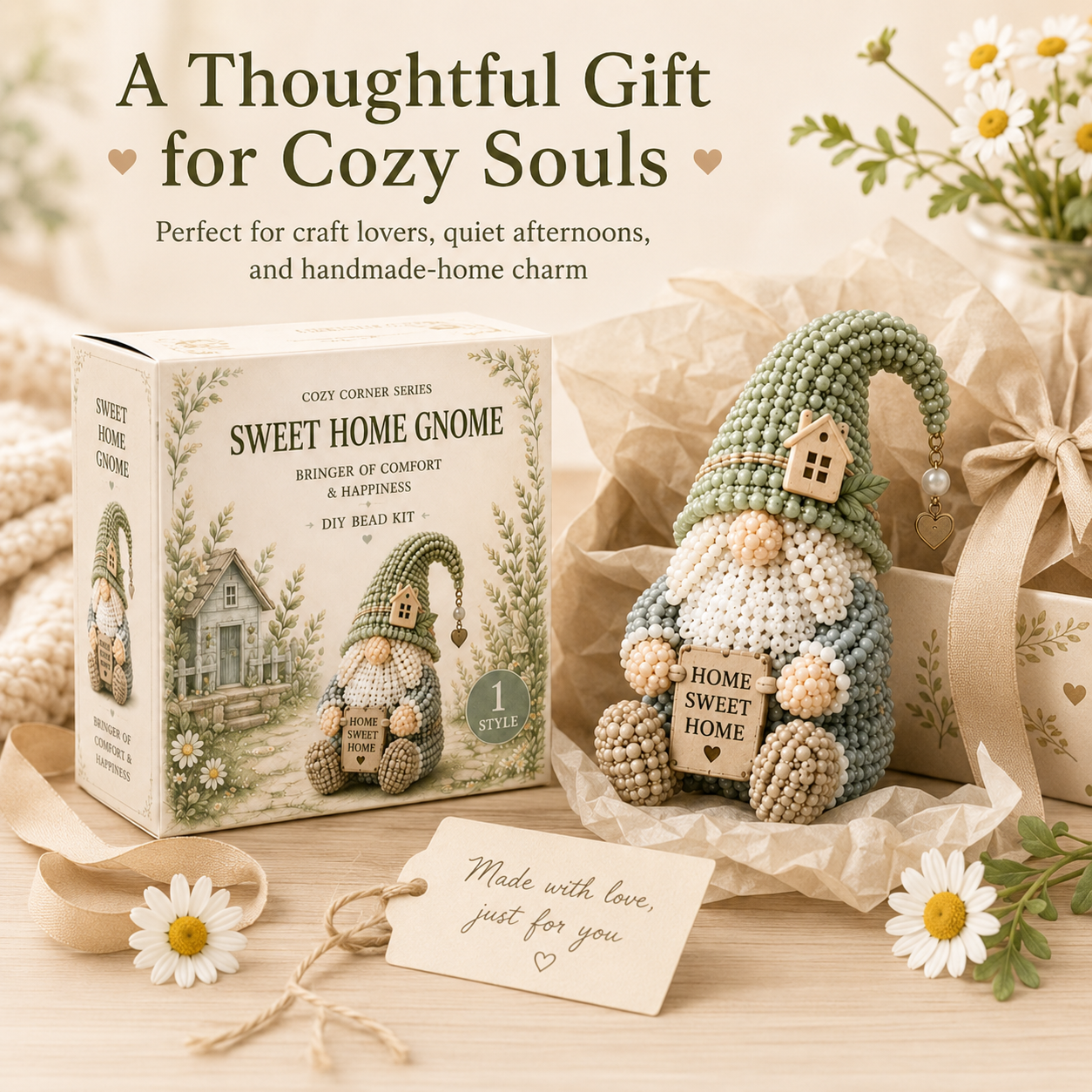 ✨ Sweet Home Gnome DIY Bead Kit | 💕Cozy Corner Series-🏡 Country Gnome