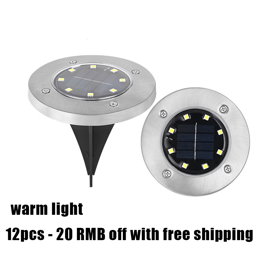 🌙 Solar Ground Lights – 8 LED Outdoor Disk Lights