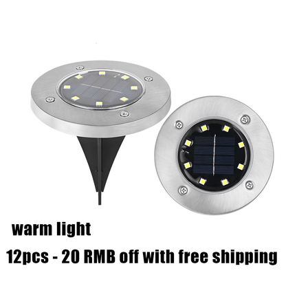 🌙 Solar Ground Lights – 8 LED Outdoor Disk Lights