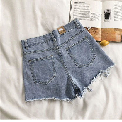 Non-Stretch High Rise Raw Hem Ripped Jean Shorts Rigid Denim G22 Drifter Stretchy Rolled Hem Denim Shorts Mid Rise Summer