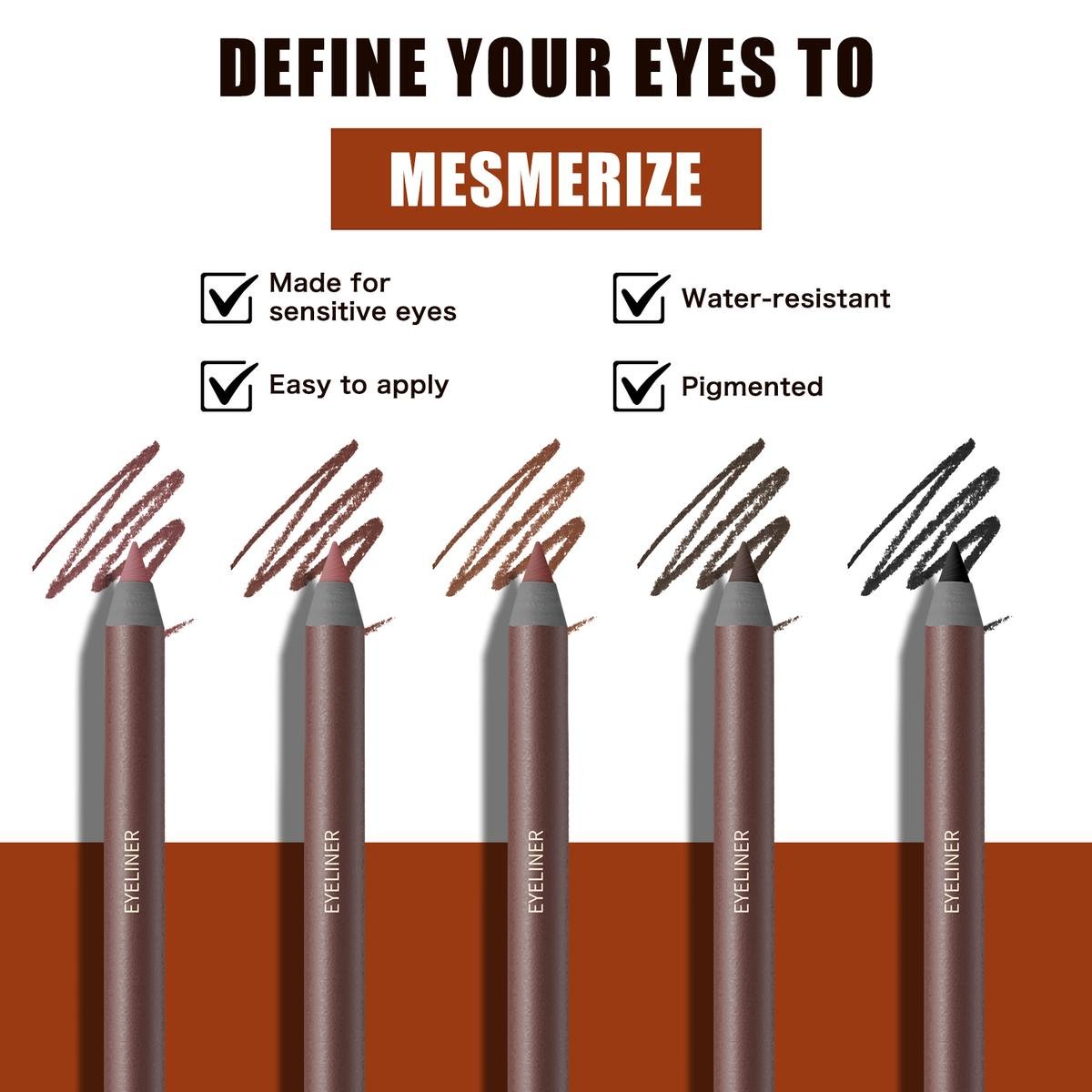 🔥🔥Hot Sale 49% OFF🔥24HR Waterproof Eyeliner Pencil with Built-in Sharpener, Smudge-Proof Long-Lasting Vegan Eye Makeup, Soft Tip Liner for Daily & Party Looks✏️