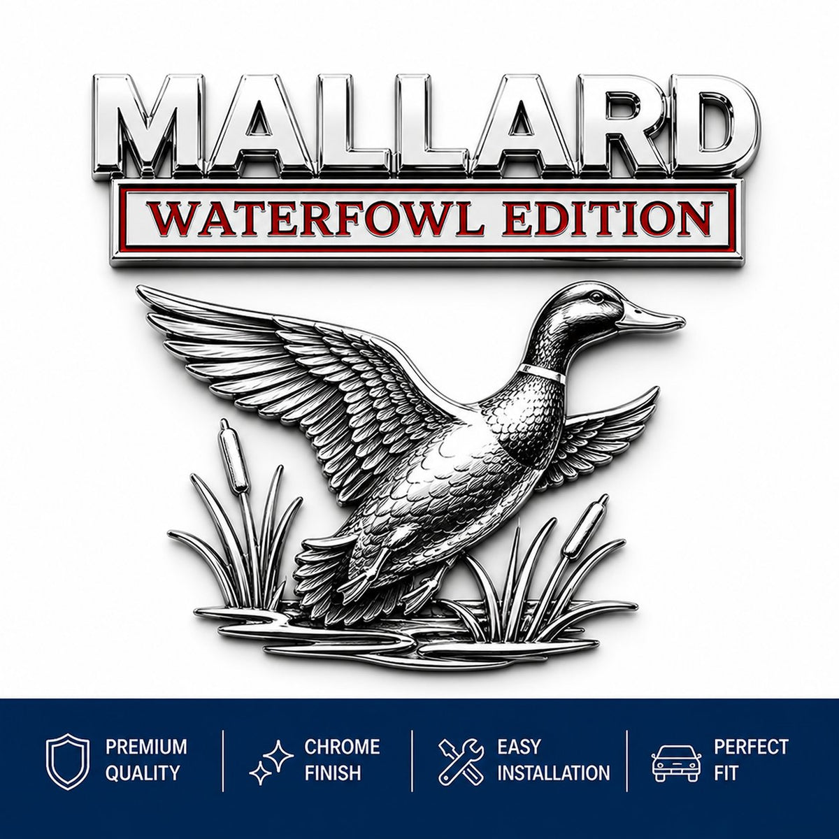 🔥LAST DAY 49% OFF - Mallard Waterfowl Edition Truck Emblem – Chrome Duck Hunter Badge