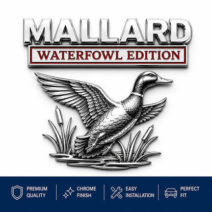 🔥LAST DAY 49% OFF - Mallard Waterfowl Edition Truck Emblem – Chrome Duck Hunter Badge