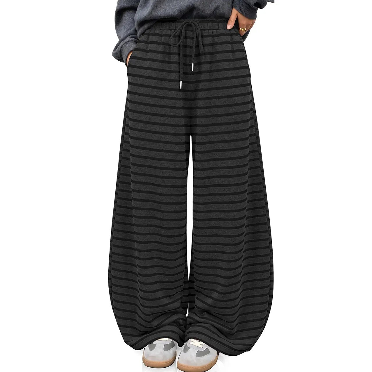 Womens Wide Leg Striped Barrel Pants Casual Loose Vintage Trousers with Pockets Oversized 2026