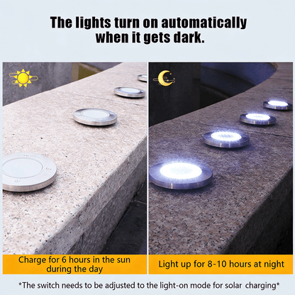 🌙 Solar Ground Lights – 8 LED Outdoor Disk Lights