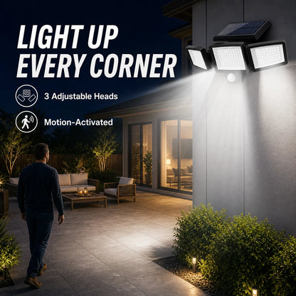 Foldable 3-Head Solar Motion Security Light with Remote