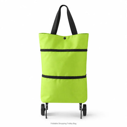 【10inch*18inch】Foldable Shopping Trolley Bag with Wheels, Portable Reusable Grocery Tote, Lightweight Rolling Shopping Cart Bag with Carry Handles for Supermarket, Travel, Laundry and Daily Use