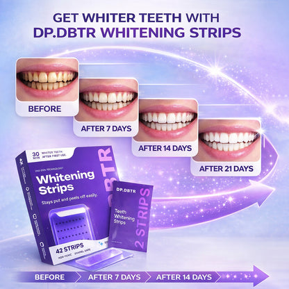 Leafora Purple Teeth Whitening Strips - 7/21 Whitening Sessions - Safe for Enamel - Non Sensitive Teeth Whitening - Peroxide-Free