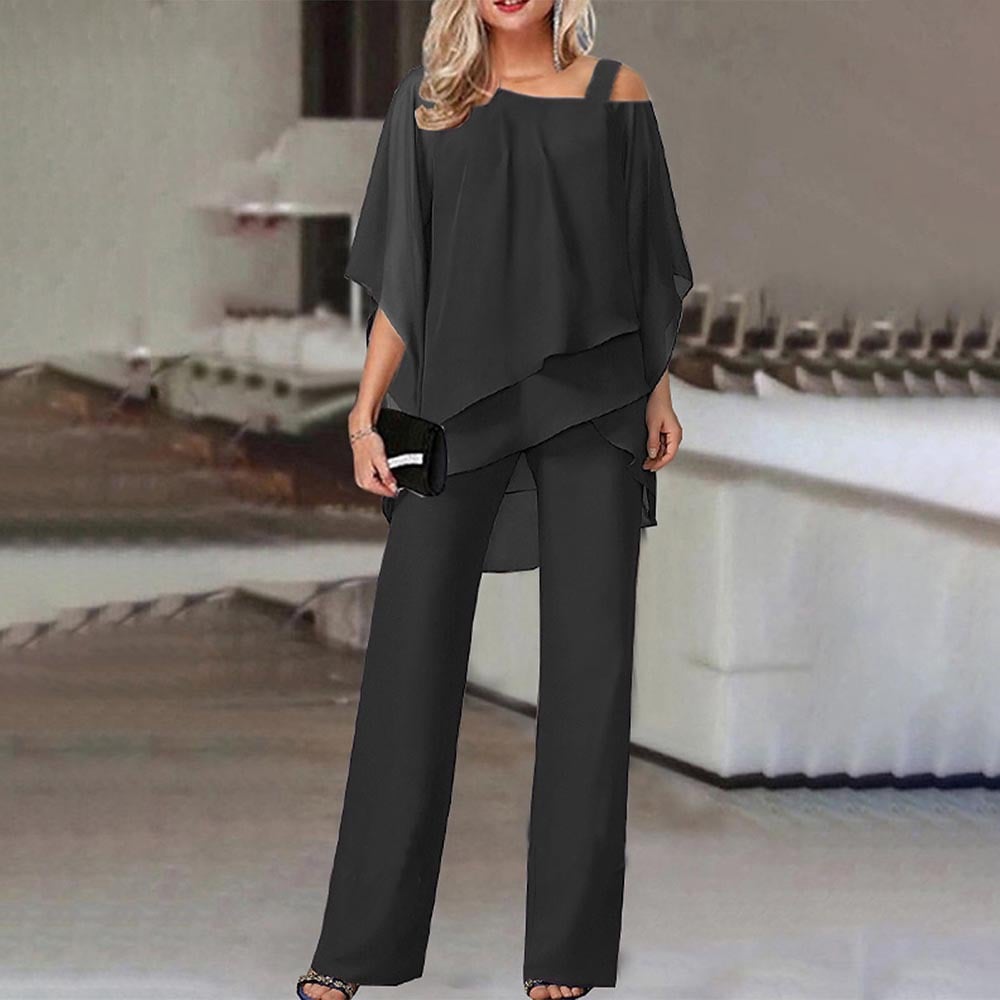 🔥 Free Shipping🔥Elegant Layered Chiffon Top & Wide-Leg Pants Set
