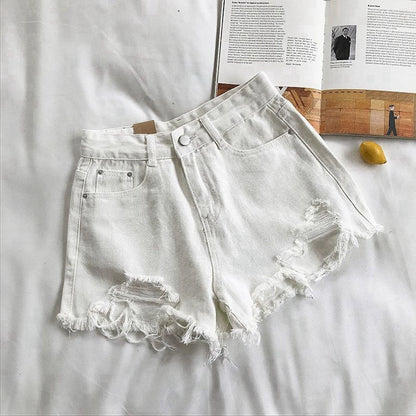 Non-Stretch High Rise Raw Hem Ripped Jean Shorts Rigid Denim G22 Drifter Stretchy Rolled Hem Denim Shorts Mid Rise Summer