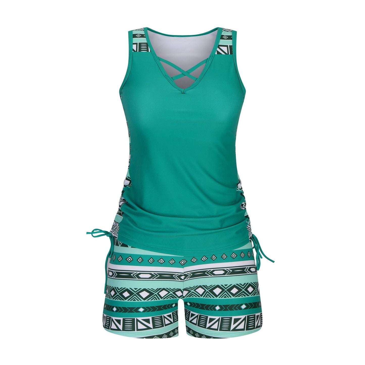 Women's Tummy Control Tankini Set with Built-In Bra – Flattering Boho Swimwear with Shorts🔥 Buy 2 Free Shipping