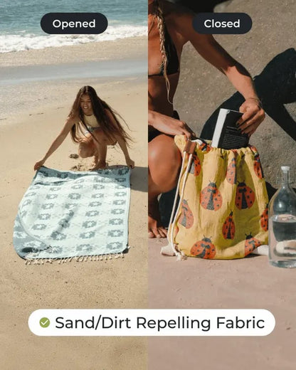 SWIRL TURTLE🏖️ 2-in-1 Organic Cotton Towel Bag
