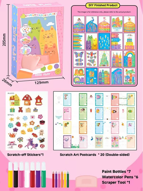 🔥Last Day 49% OFF - 🌈Rainbow Squeeze Art Kit: The Most Satisfying DIY Scrape Art Set for Kids! ✨