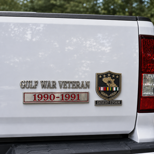 🇺🇸 Gulf War Veteran 3D Raised Metal Car Emblem — Honoring Desert Storm 1990–1991