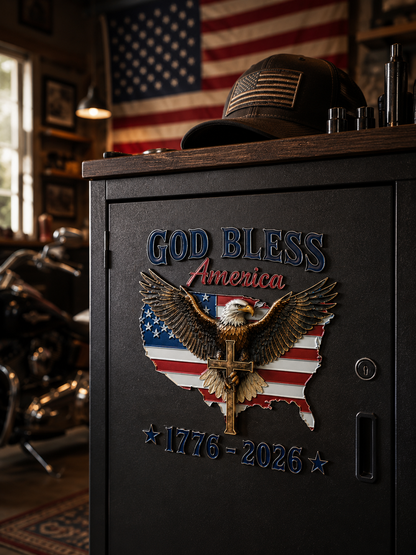 🇺🇸 God Bless America 1776–2026 Metal Car Emblem