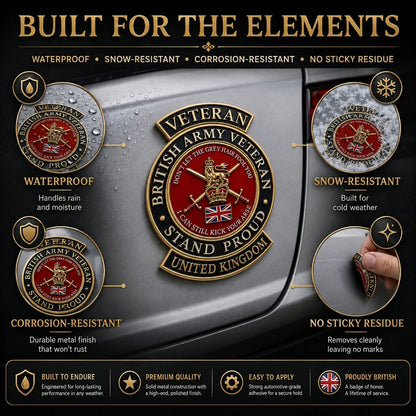 👑 British Army Veteran “Stand Proud” Tribute Metal Car Emblem