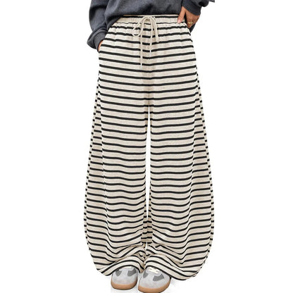 Womens Wide Leg Striped Barrel Pants Casual Loose Vintage Trousers with Pockets Oversized 2026